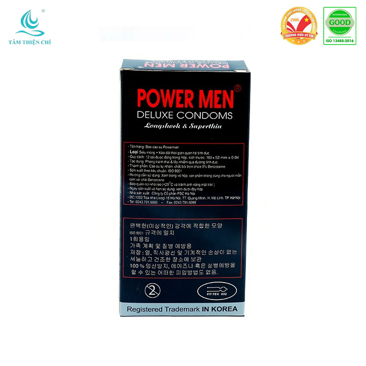 Hình ảnh Bao cao su siêu mỏng kéo dài hình Powermen Superthin Longshock (Hộp 12 cái)