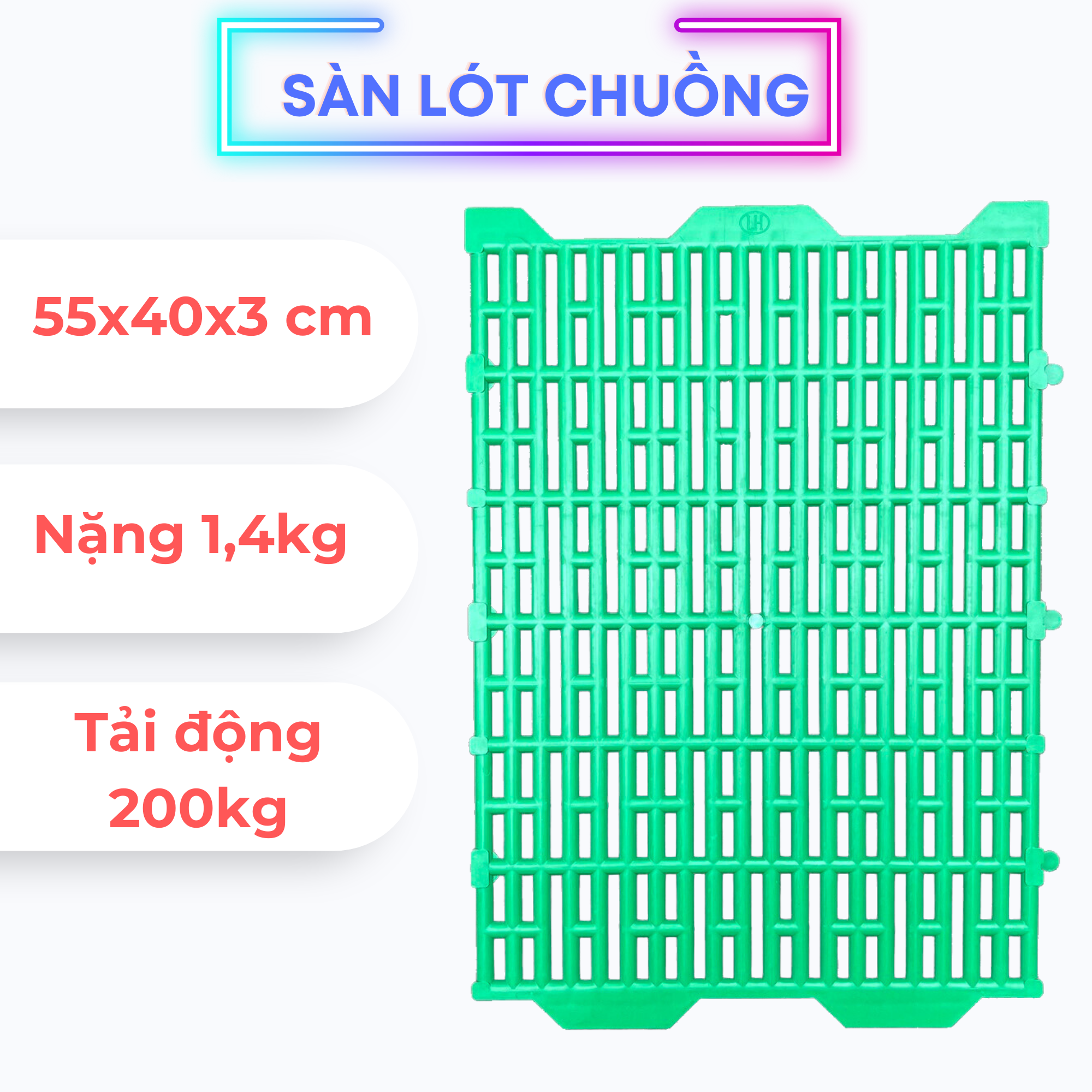 Combo 4 Tấm Nhựa Lót Sàn Chuồng Chó/Heo 40x55cm Bền Chắc Chống Trượt Nhựa PP Zin 100%