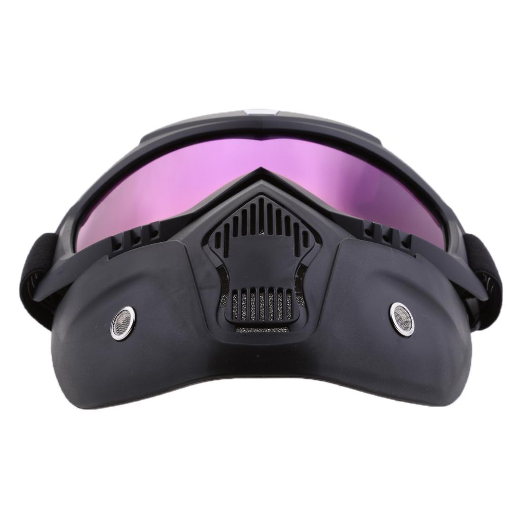 2x Motorcycle Riding Helmet Windproof Face Mask Detachable Goggles Colorful