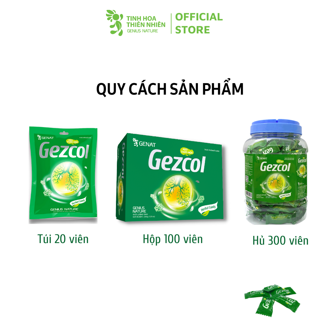 Kẹo thảo mộc Gezcol (Túi 20 viên) - Tinh Hoa Thiên Nhiên - Genat