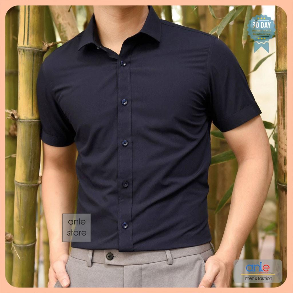 Áo sơ mi nam Công sở Ngắn tay sơ mi nam form Hàn Quốc SlimFit Cotton Lụa cao cấp xuất khẩu - Anle Store
