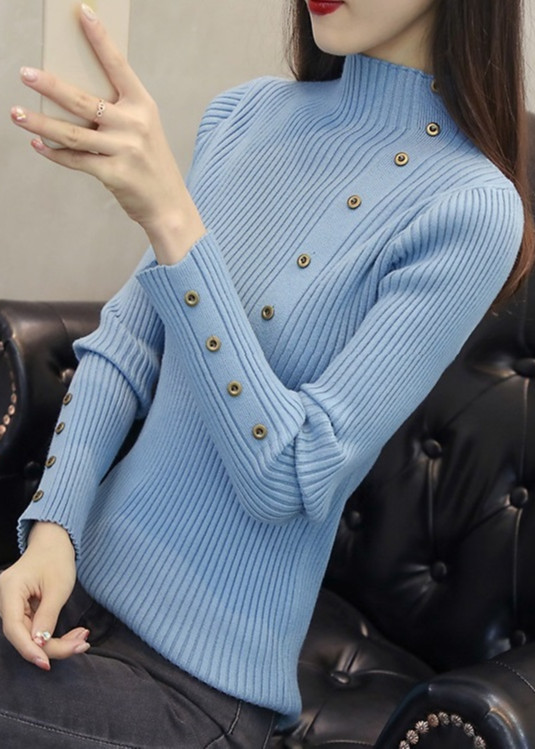 Áo len nữ phối cúc ôm body thời trang Đũi Việt ALN10