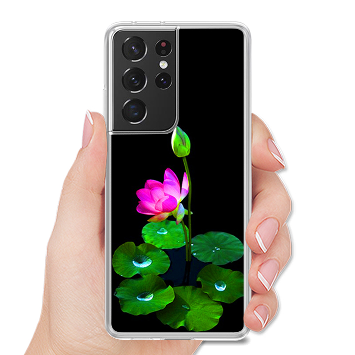 Ốp lưng điện thoại SAMSUNG GALAXY S21 ULTRA - Silicone dẻo - 0296 LOTUS02 - Hàng Chính Hãng