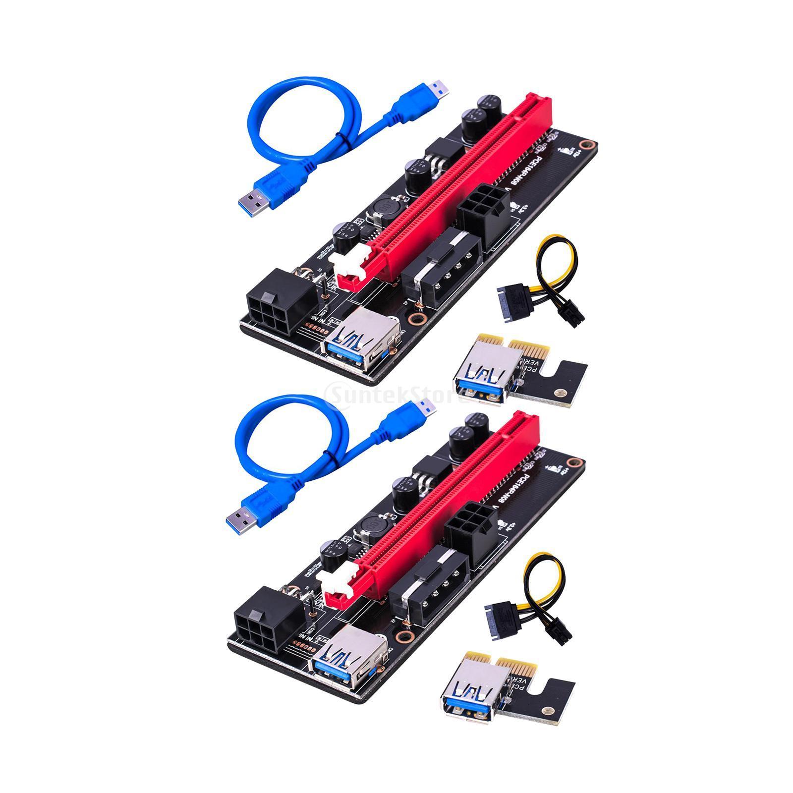 2Pcs PCI-E VER009S 1x to 16x Graphic Extension Adapter Card Stable Safe