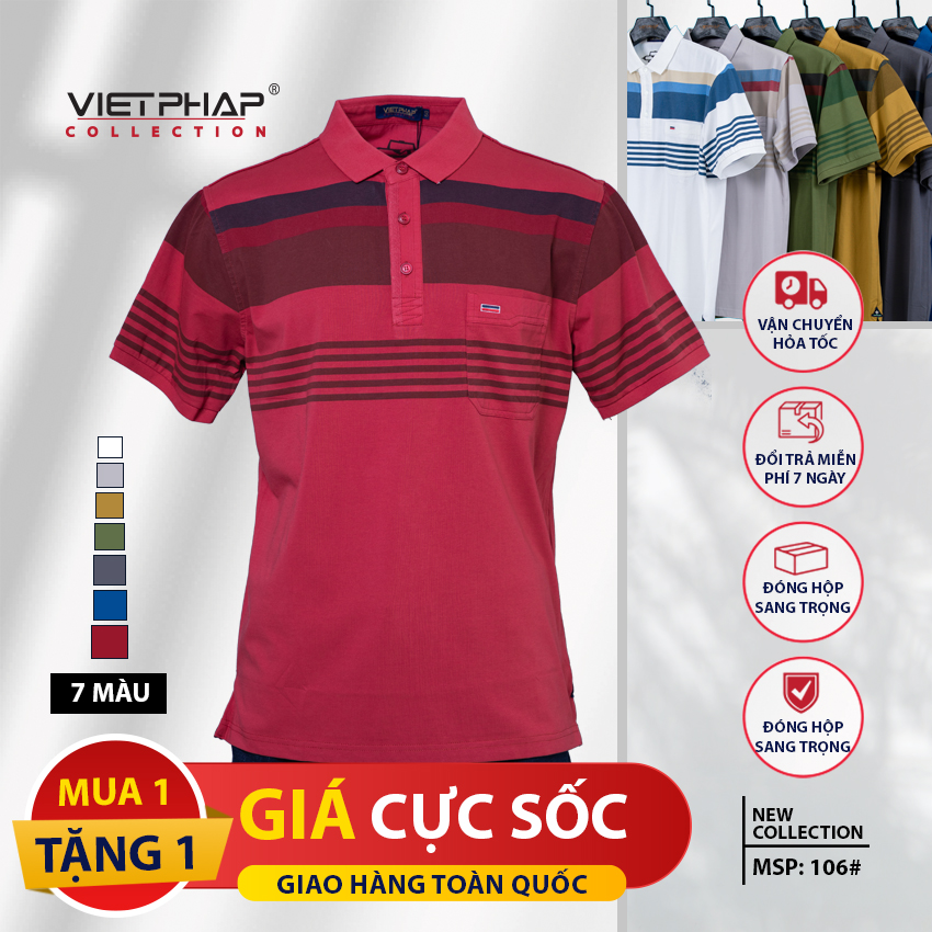 [MUA 1 TẶNG 1] Áo Thun Polo Nam Tay Ngắn Có Túi Cao Cấp 106 - HÀNG CHÍNH HÃNG VIET PHAP