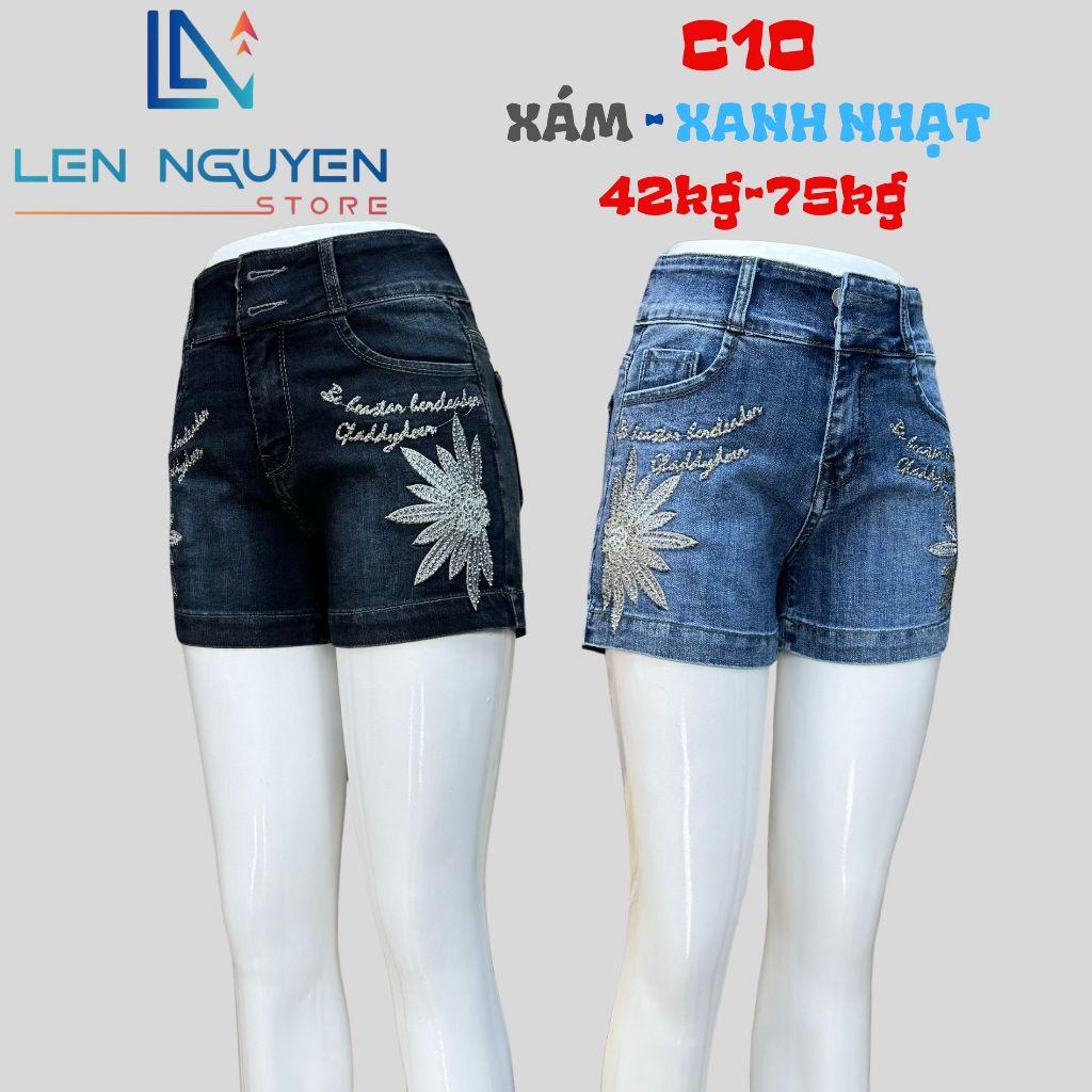 C10_Quần jean nữ, đùi, lưng cao, quần bò nữ dáng ôm, quần rin nữ có big size, cho 42kg đến 75kg,LEN NGUYEN STORE - Xám