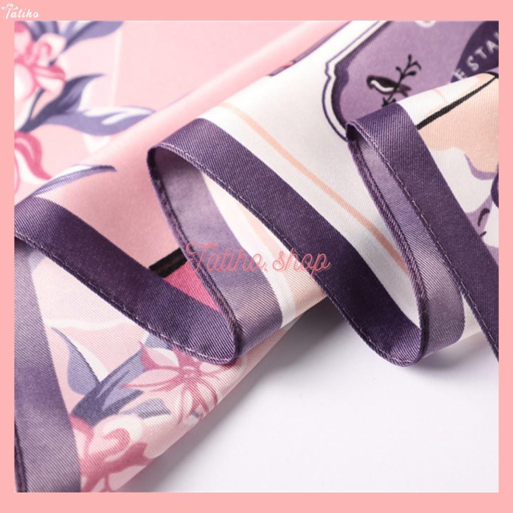 Khăn Turban Lụa Vuông Cao Cấp Họa Tiết Đồng Quê Thanh Lịch - Chất Liệu Chiffon 70x70cm - Mã KL044
