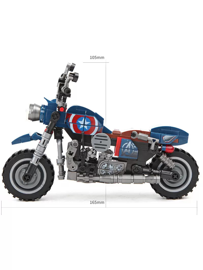 Mô Hình Xe Harley Captian American, Thần Sấm Thor Đồ Chơi Lắp Ghép Thông Minh