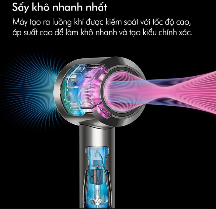 Máy Sấy Tóc Dyson HD08 (Black/Nickel), Đầu Sấy Suôn, Phụ Kiện Dành Cho Tóc Con, Đầu Sấy Khuếch Tán, Kiểm Soát Nhiệt Thông Minh, Động Cơ Mạnh Mẽ Hiện Đại, Nhập Đức, Bảo Hành 12 Tháng