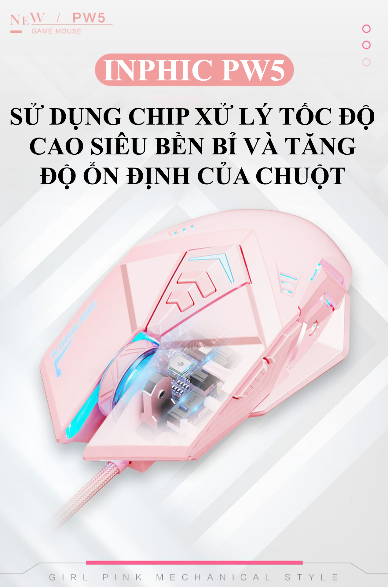 Chuột chơi game INPHIC PW5 thiết kế chuyên game với độ DPI lên đến 4800 phù hợp với các game thủ - Hàng Chính Hãng