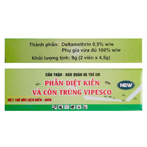 PHẤN DIỆT KIẾN VÀ CÔN TRÙNG VIPESCO - DIỆT TRỪ CÔN TRÙNG QUANH NHÀ - DẠNG VIÊN PHẤN - CÓ THỂ VẼ HOẶC NGHIỀN BỘT RẮC