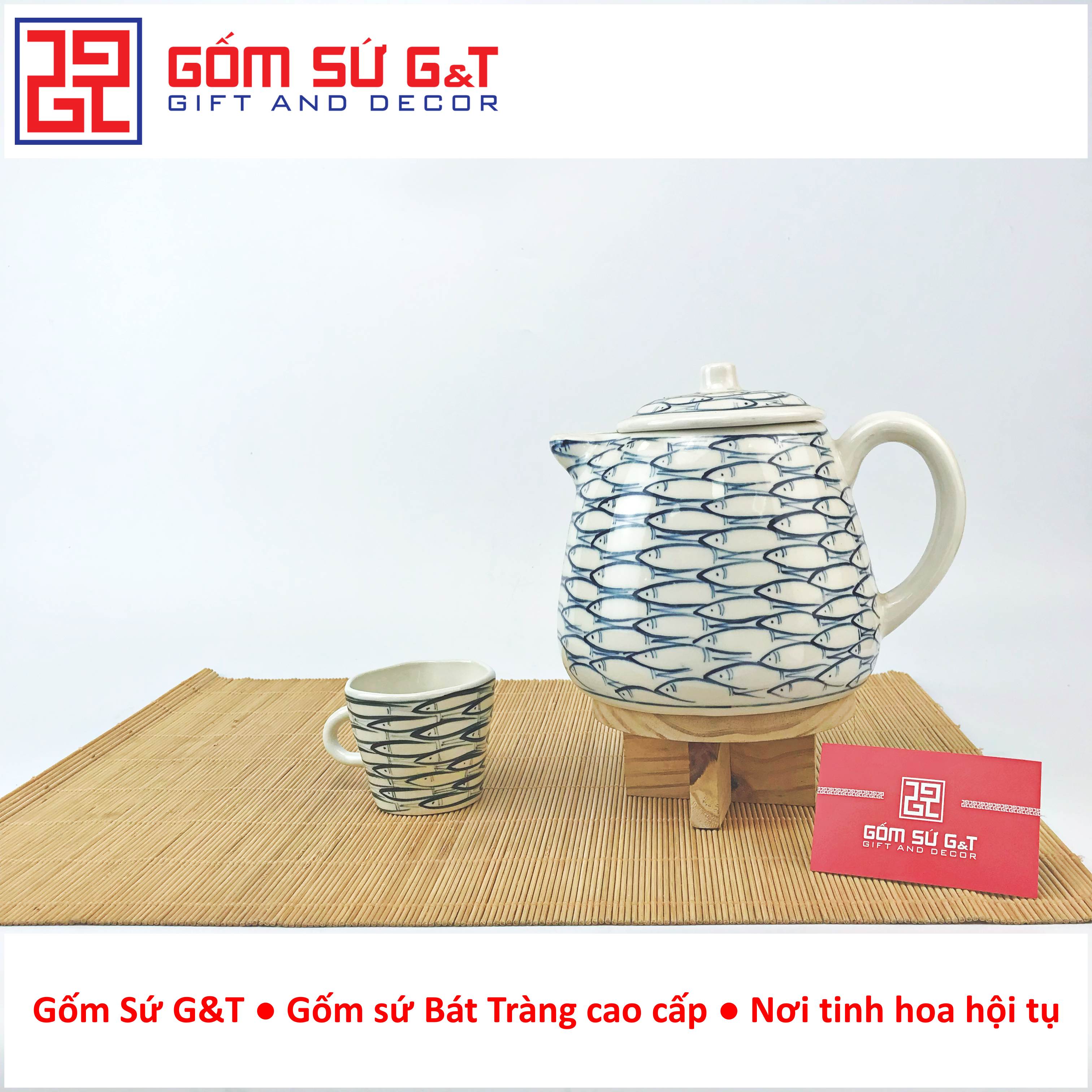 Bộ tích trà vẽ cá đàn Gốm Sứ G&amp;T
