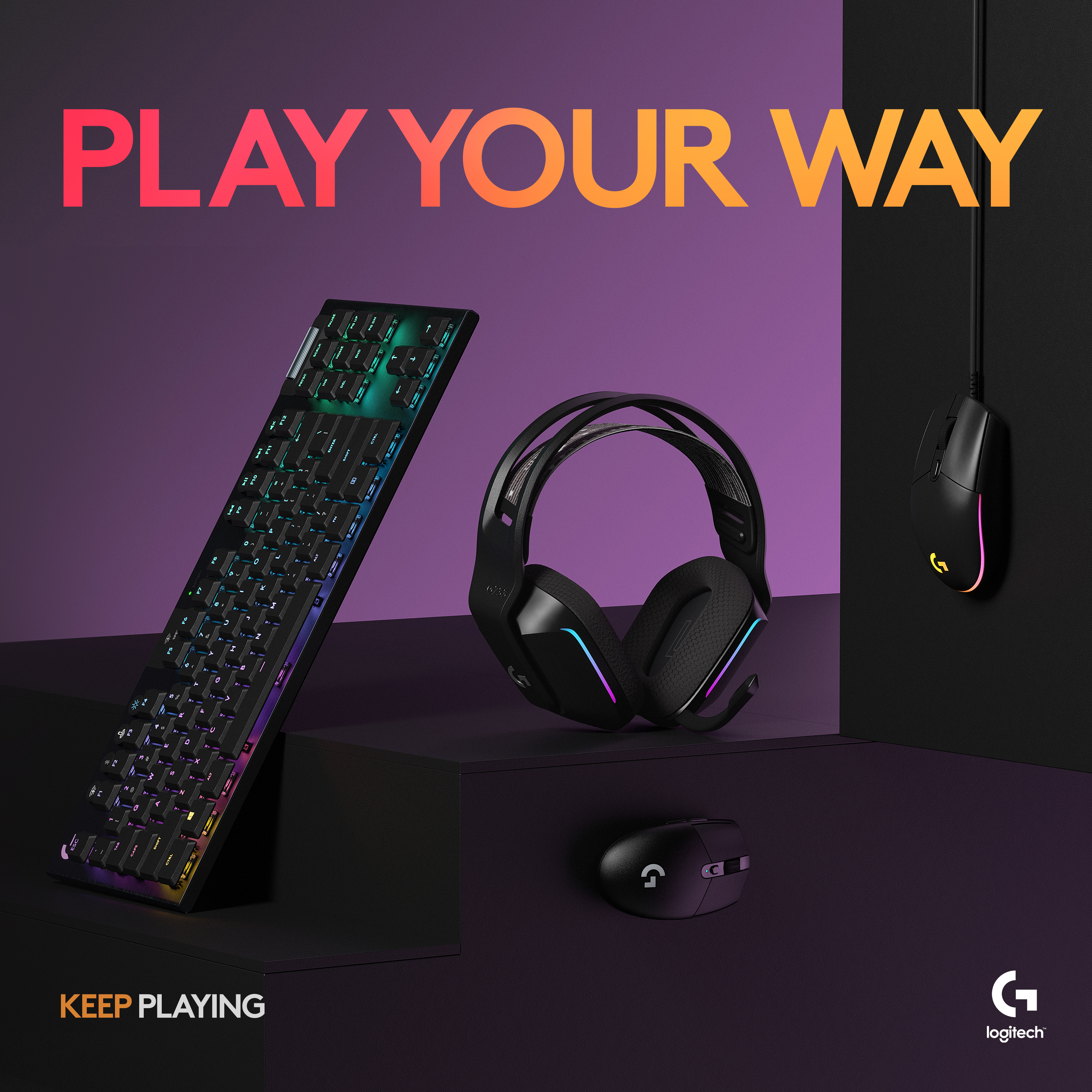 Tai nghe game không dây Lightspeed Logitech G733 - Headband tùy chỉnh, RGB Lightsync, màn loa Pro-G, Mic Blue Voice -Hàng chính hãng