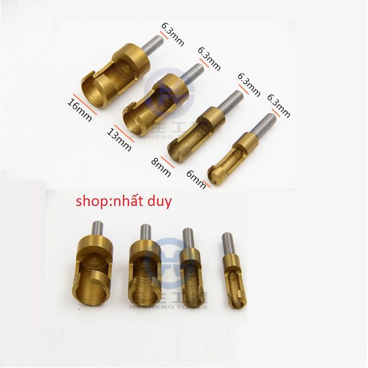Bộ 4 mũi khoan lấy nút gỗ_chốt gỗ_ đa năng