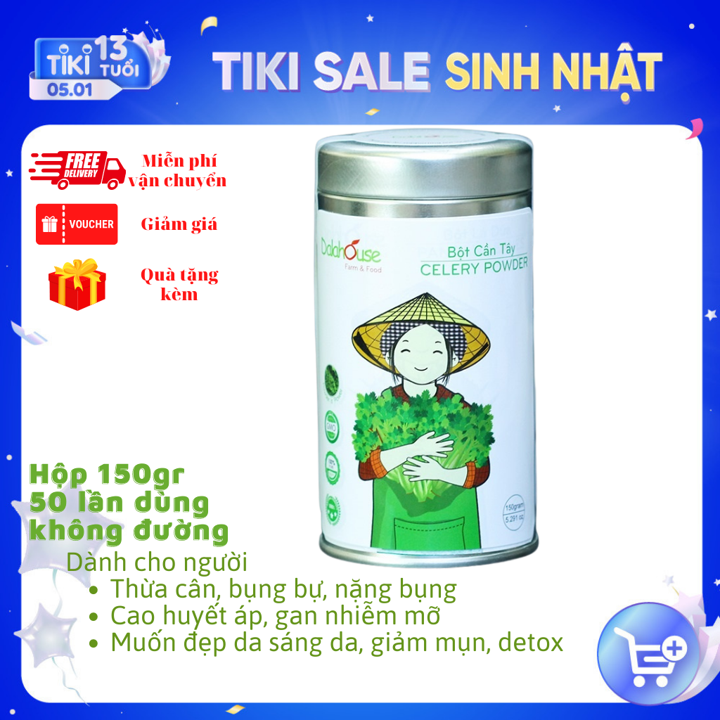 Bột cần tây nguyên chất sấy lạnh Dalahouse - Hỗ trợ giảm cân - Detox thanh lọc cơ thể