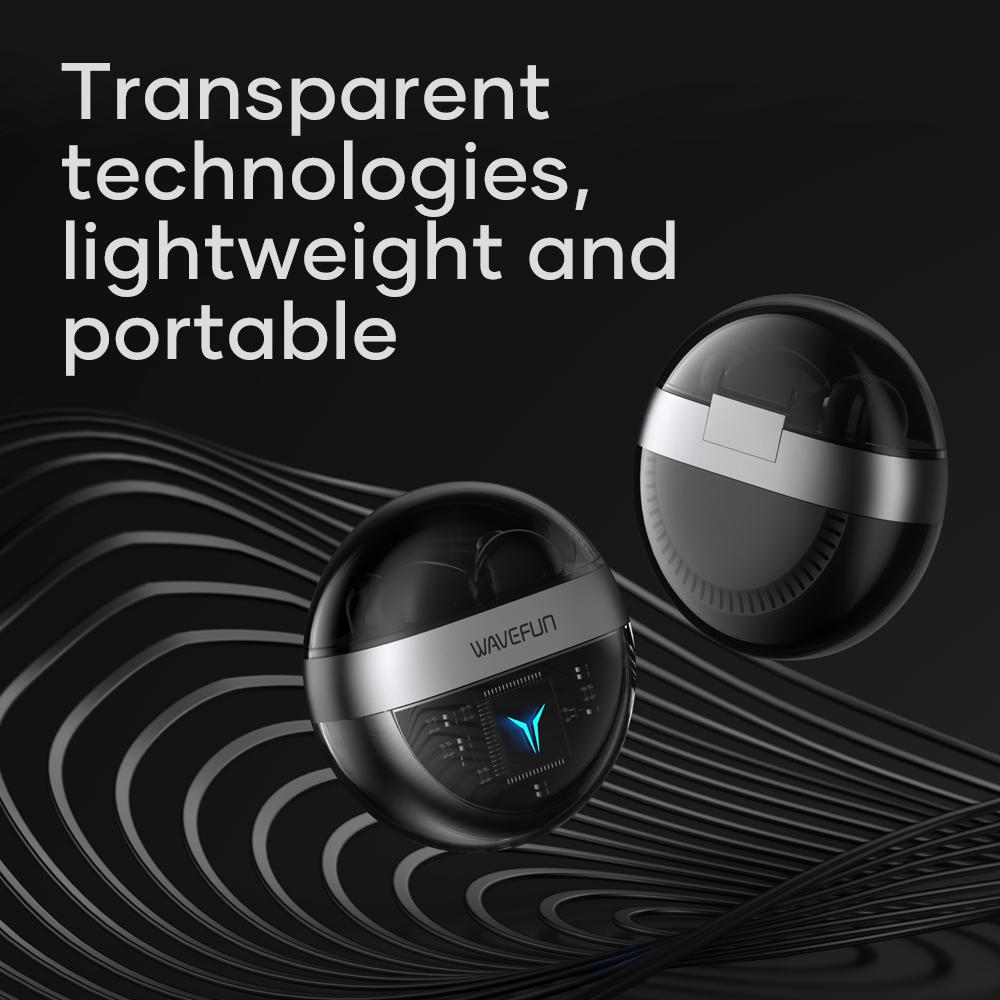Tai nghe Bluetooth Wavefun T200 Tai nghe không dây Tai nghe có độ trễ thấp Chế độ chơi trò chơi ENC Giảm tiếng ồn Super Bass Pods Màu sắc: Đen