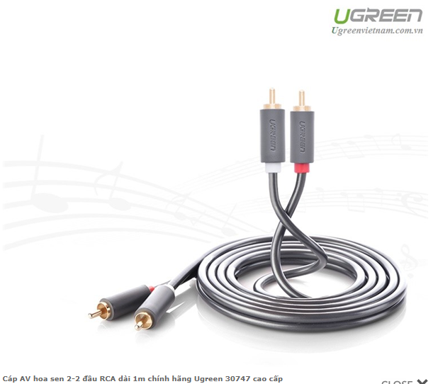 Cáp âm thanh 2RCA 30747 4 đầu hoa sen chiều dài 1M UGREEN Av104 - hàng chính hãng