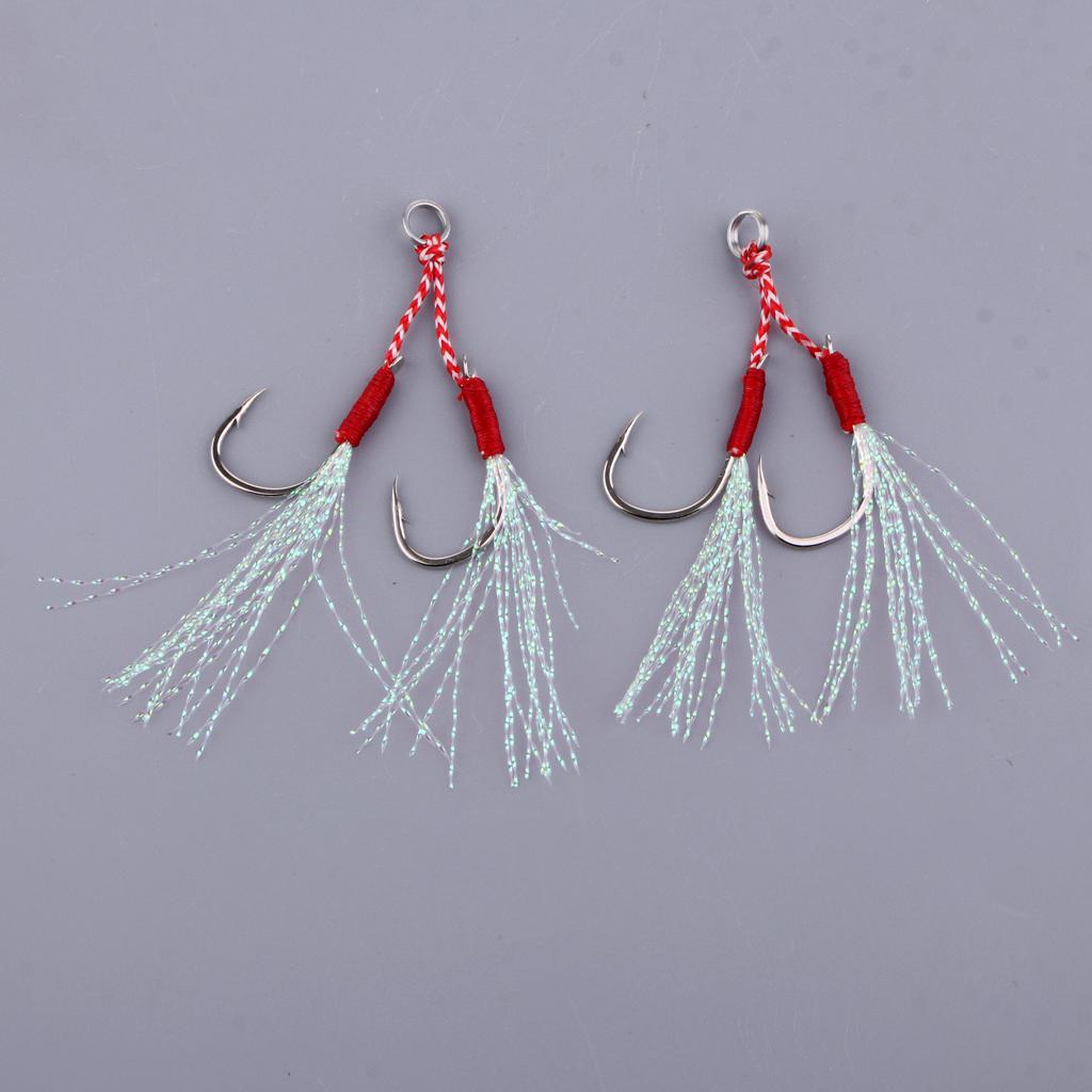 2pcs Stainless Steel Assist Hooks Sea Fishing Jigging Barbed Hooks 11