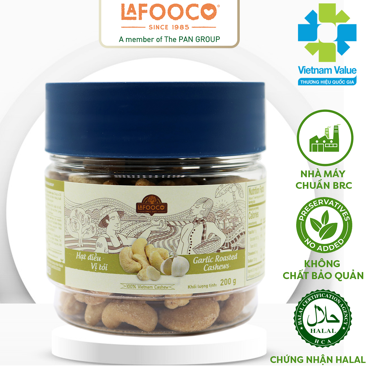 Hạt Điều Vị Tỏi 200g LAFOOCO Garlic Roasted Cashew Nuts