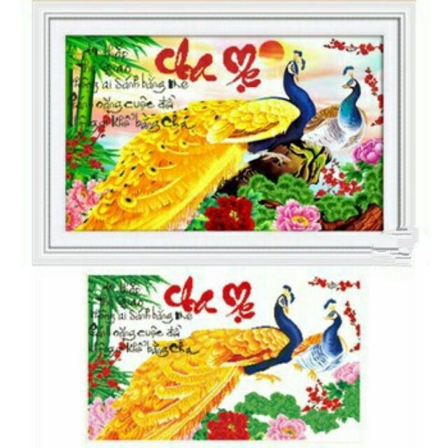 Tranh đính đá Cha mẹ  chưa đính