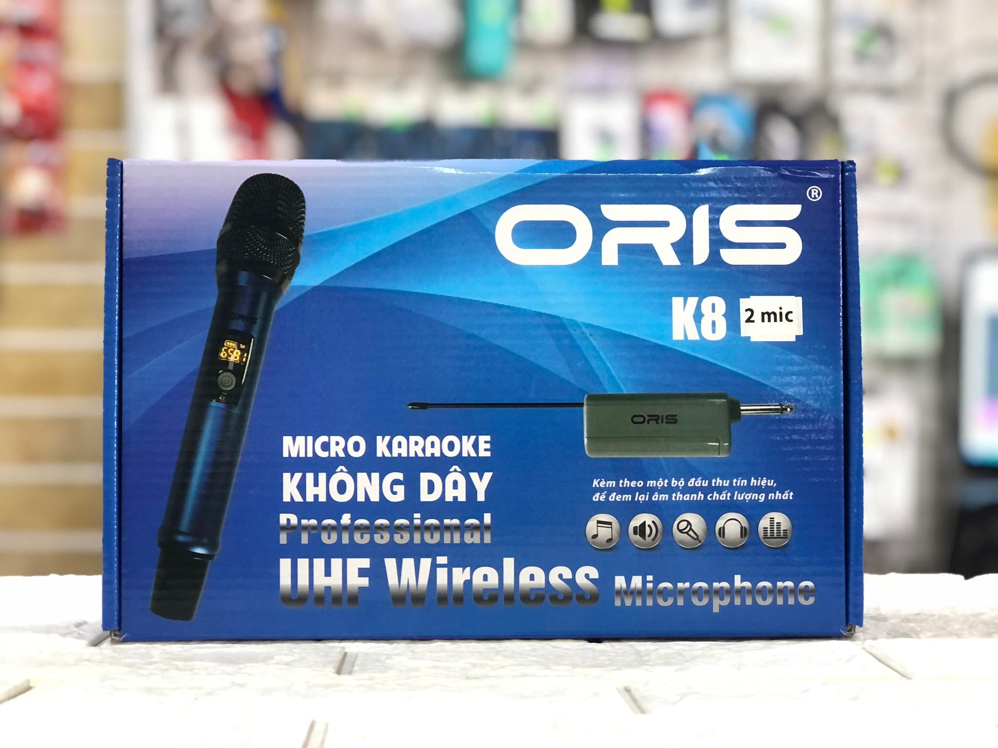 BỘ 2 MICRO KARAOKE ORIS K8 KẾT NỐI KHÔNG DÂY-MICRO PIN SẠC CỔNG TYPE-C TIỆN LỢI- MICRO CỰC HÚT CHỐNG HÚ TỐT - HÀNG CHÍNH HÃNG