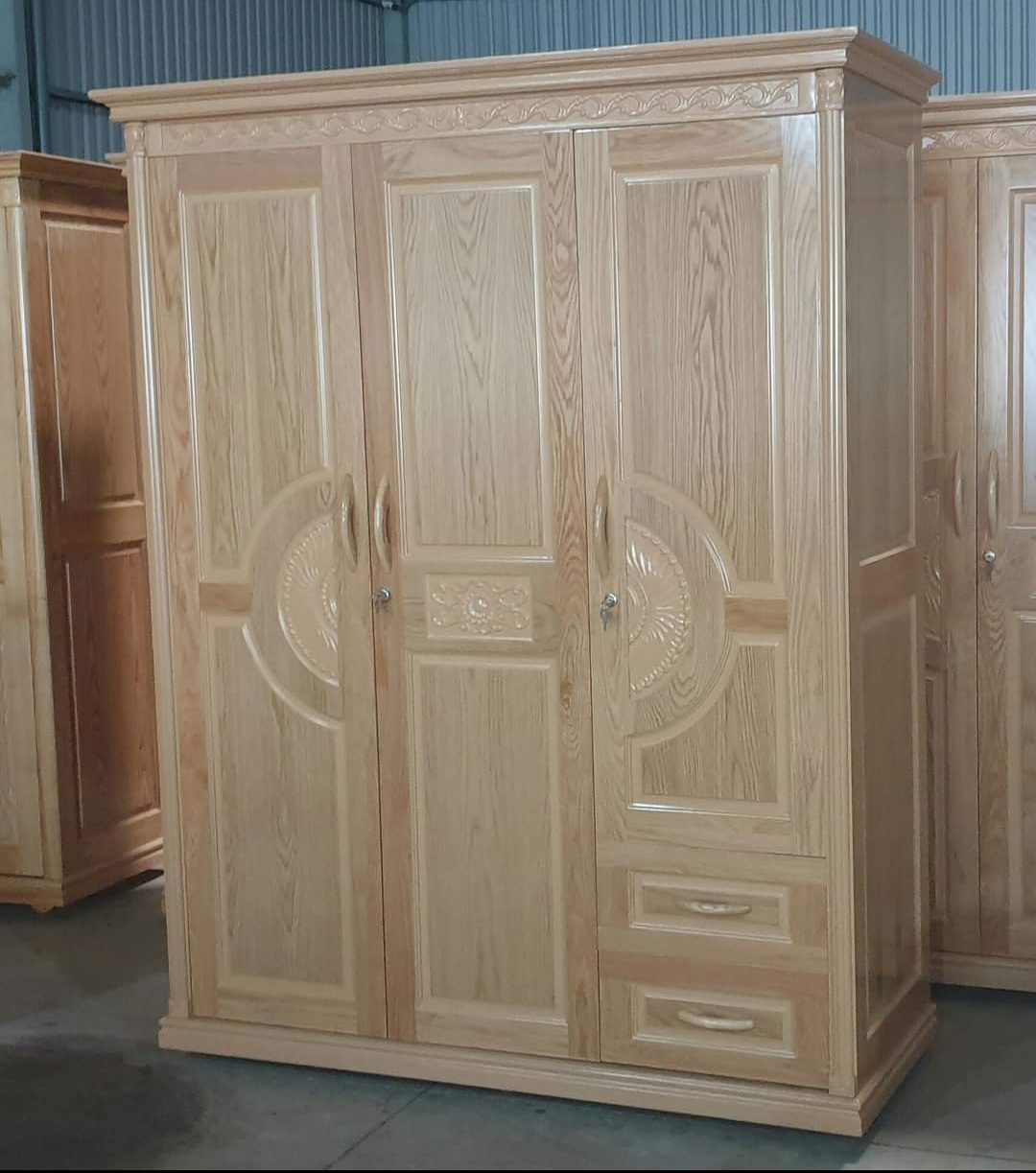 Tủ áo 3 cánh gỗ sồi nga màu tự nhiên 1 M6