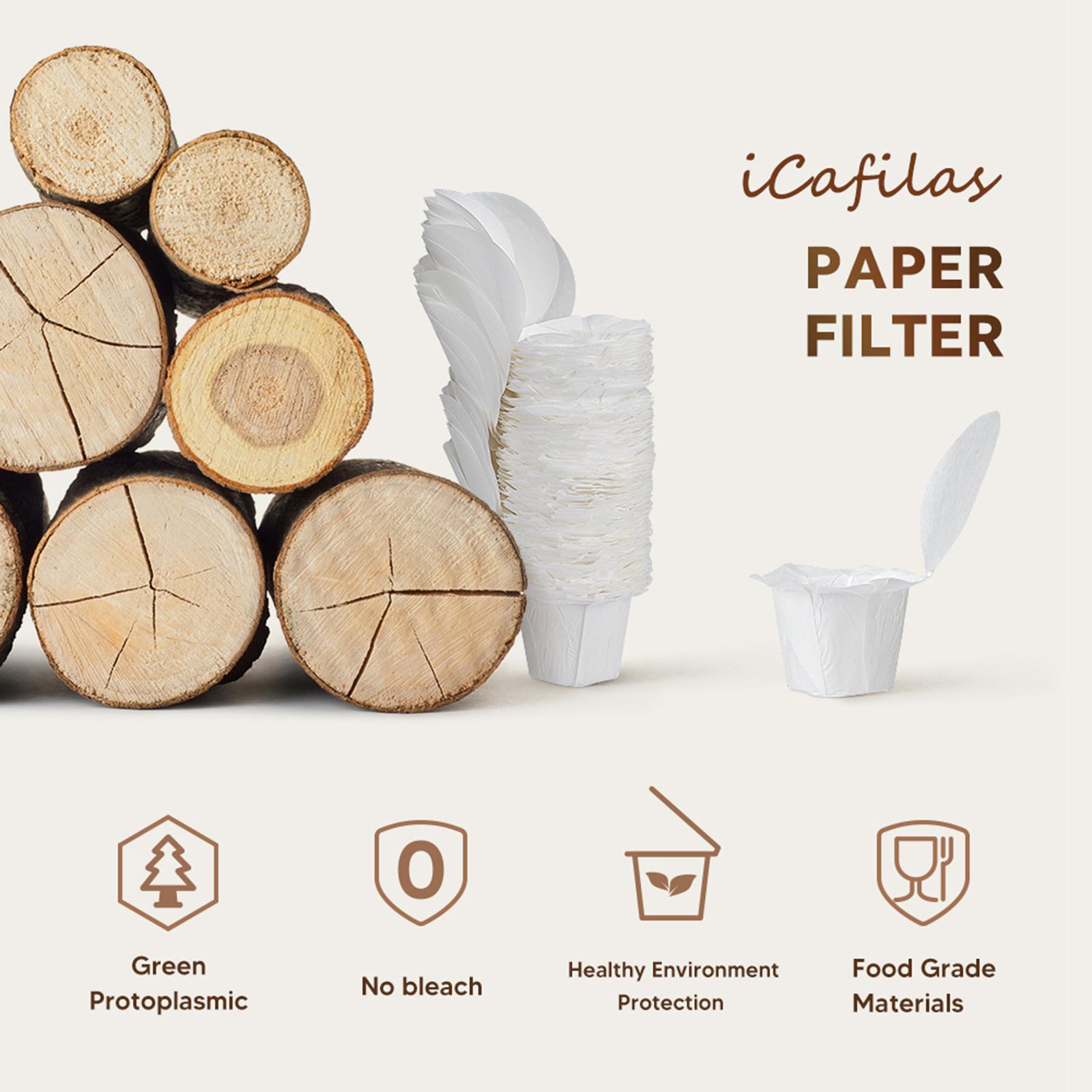 50Pcs Coffee Filters with Lid Coffee Pod Liner Paper Coffee Machine Filters for 1.0 & 2.0 Coffee Maker Part