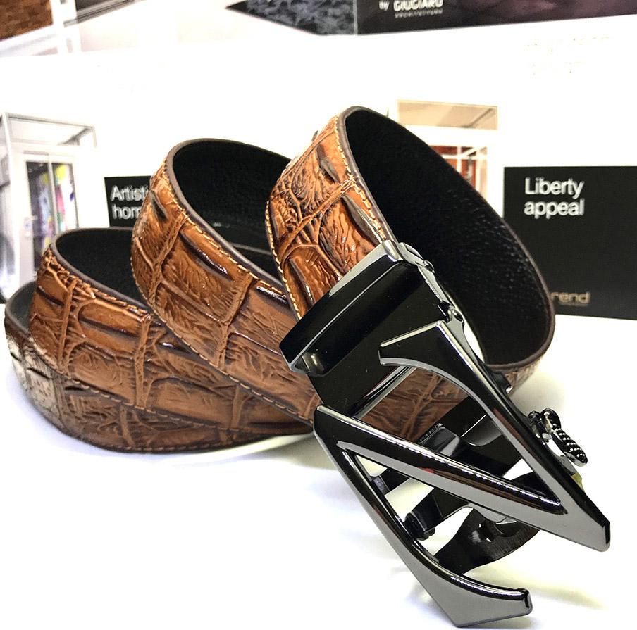 Thắt lưng/ dây nịt nam khóa tự động vân cá sấu có hộp đựng theo kèm LOẠI 1