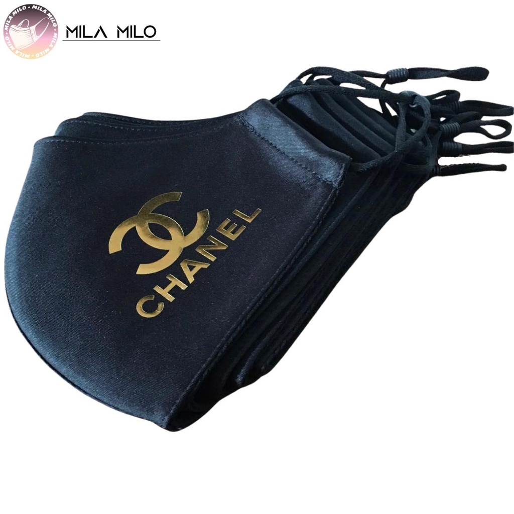 Khau trang khang khuan 3 lớp in logo - Khau trang vai đen mềm min co gian nam nữ - 6