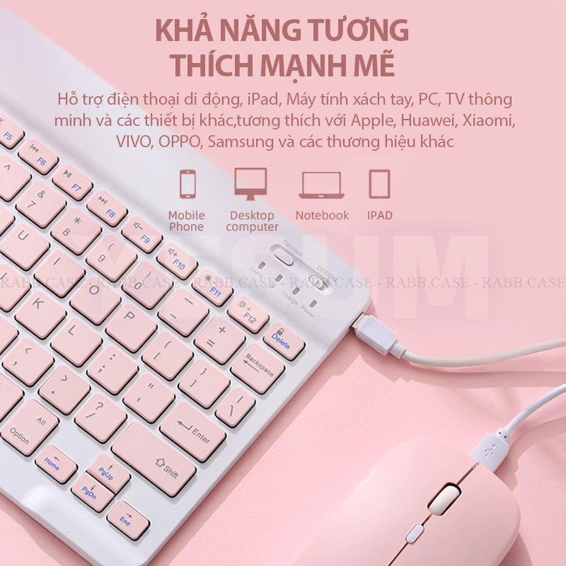 Bộ bàn phím Bluetooth 10 Inch và Chuột Bluetooth cho iPad, Galaxy Tab, tất cả các dòng điện thoại - Tặng kèm Sticker và pin 2A