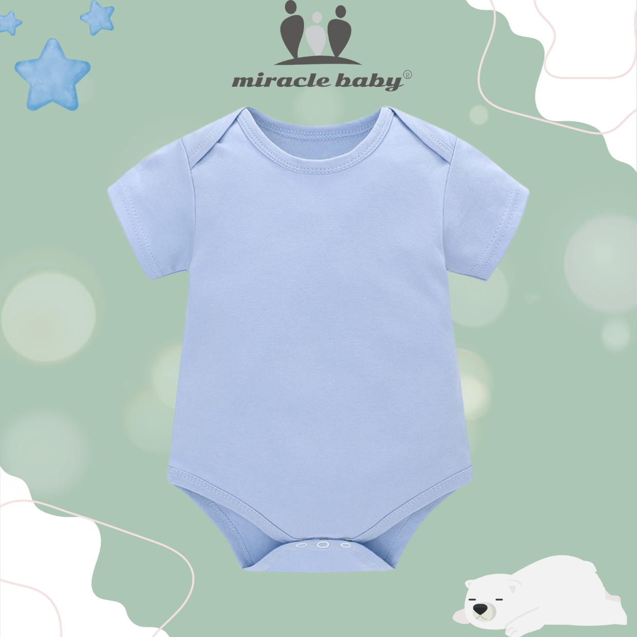 Jumpsuit/Bodysuit ngắn Miraclebaby chất liệu 100% cotton mềm mại thoáng mát cho bé trai , bé gái (Từ 0-12 tháng)