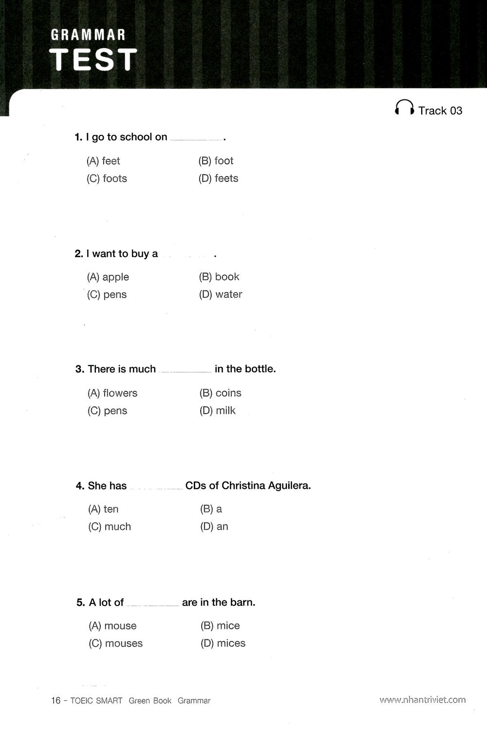 Sách Toeic Smart - Green Book Grammar (Kèm CD)
