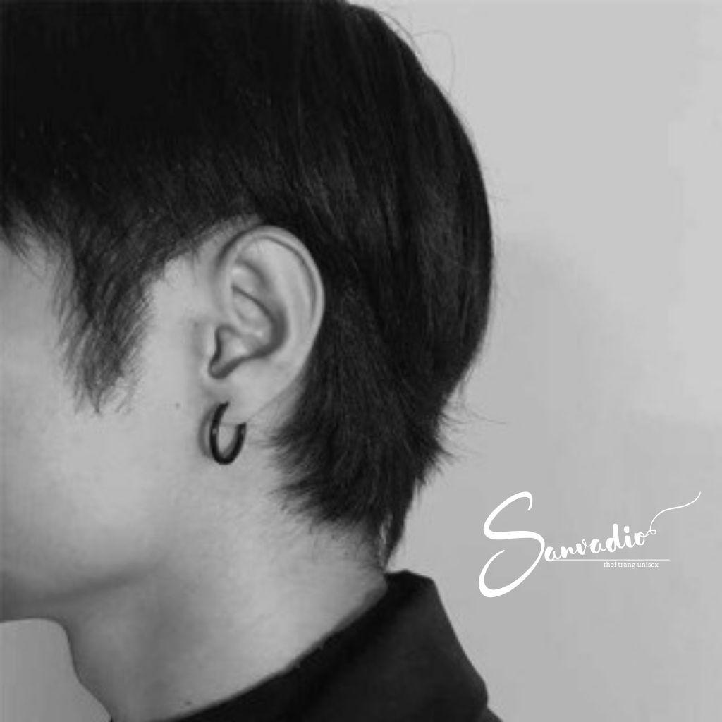 Khuyên tai tròn titan SANVADIO mạ Bạc-khuyên tai nam G-dragon- bông tai cực chất trẻ trung, thời thượng