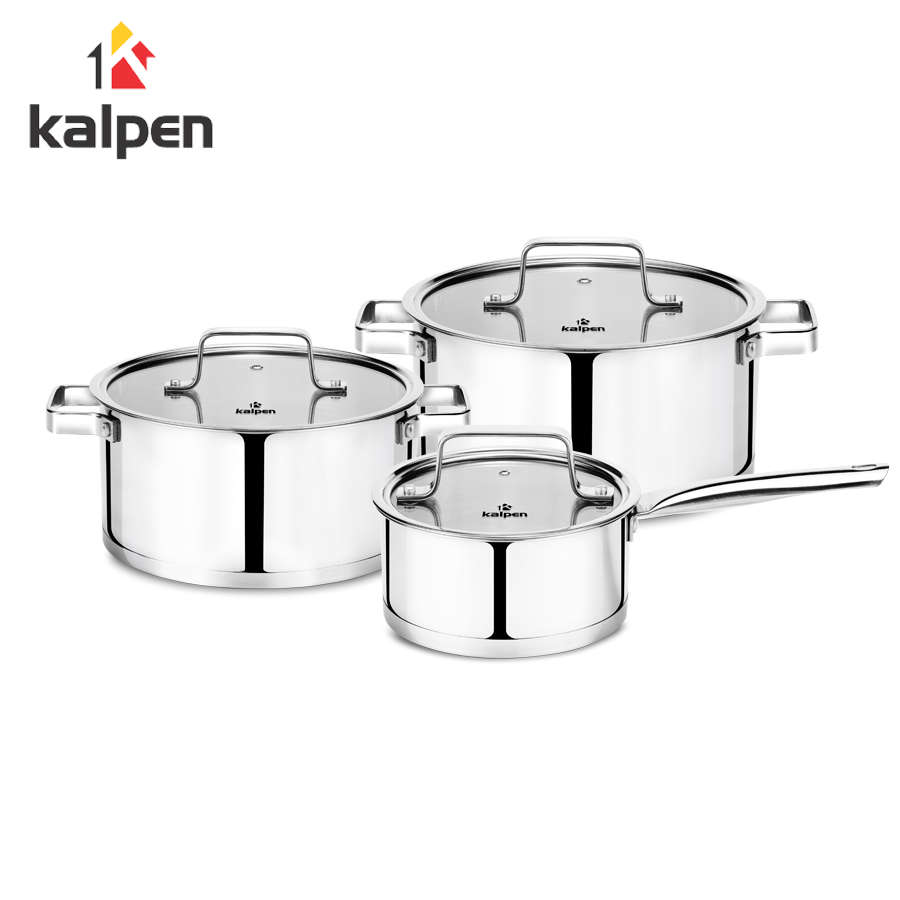 Bộ 3 nồi Inox 304 cao cấp 5 đáy Kalpen Gliter KP-3568 xuất Đức