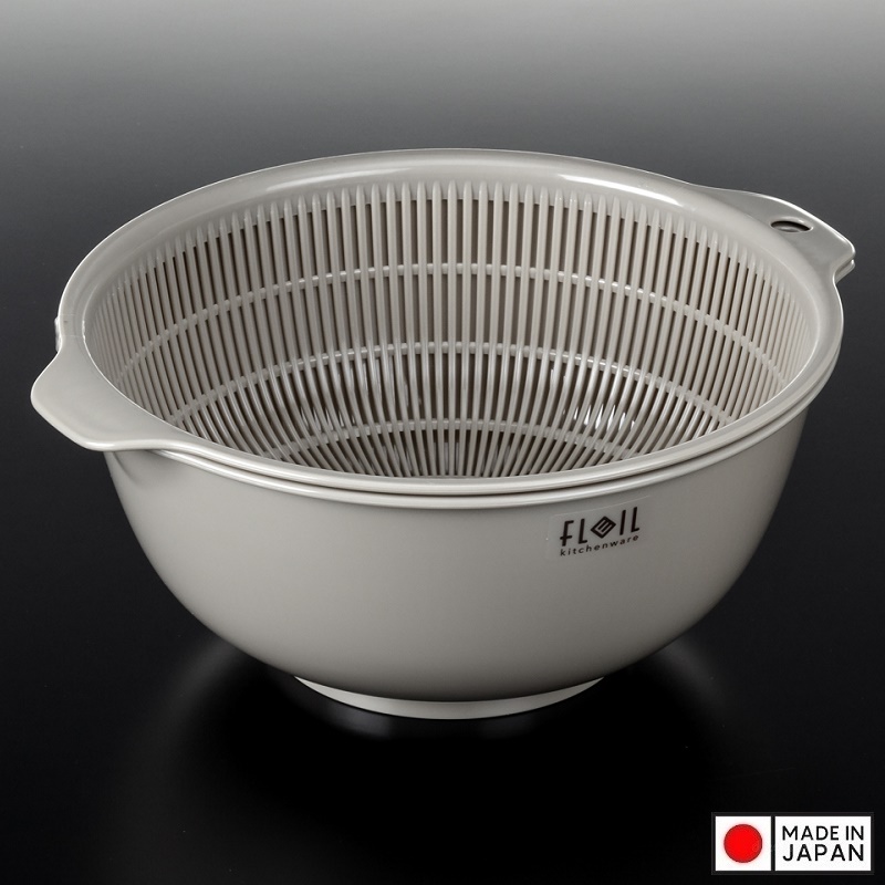 Bộ chậu rửa và rổ nhựa K534-1 màu trắng có lỗ thoát nước 1.5L Nội địa Nhật Bản