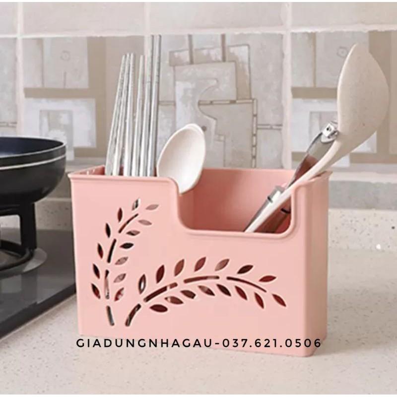 Ống cắm đũa thìa để bàn hoặc dính tường siêu chắc khắc laze