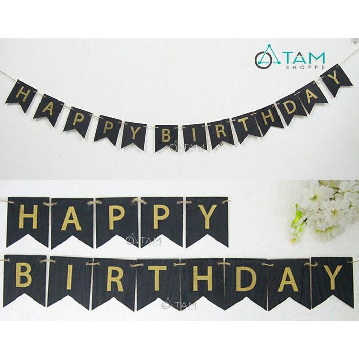 Dây chữ Happy Birthday vẽ tay trên gỗ số 31