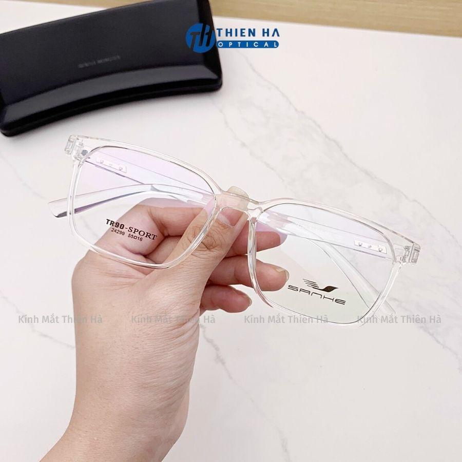 Gọng kính vuông nam nữ THIÊN HÀ OPTICAL nhựa dẻo dầy nhẹ chắc chắn siêu bền thích hợp độ cận cao trẻ dễ đeo SHANHE 24299