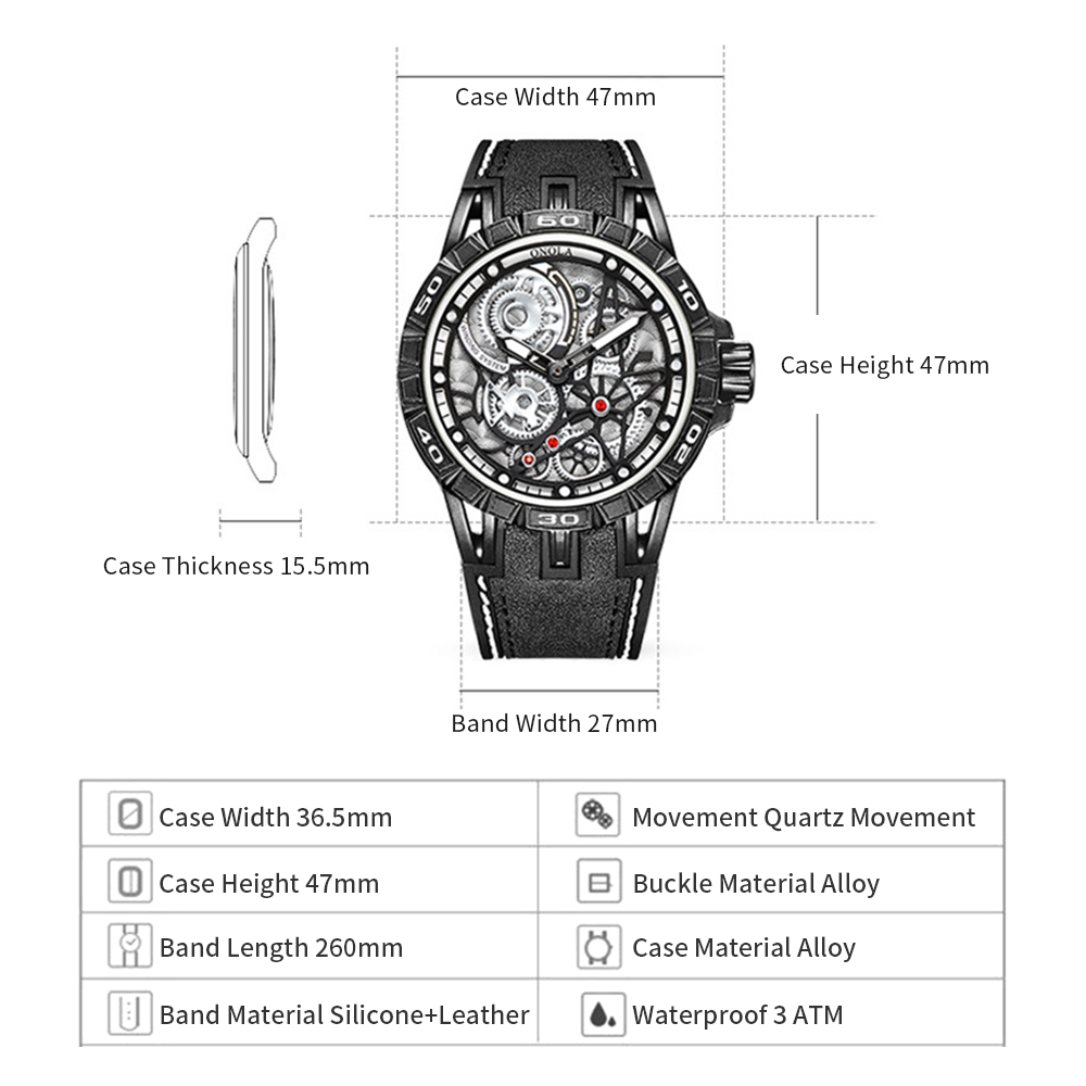 Đồng hồ đeo tay nam Quartz Dây da 3ATM dành cho nam giới