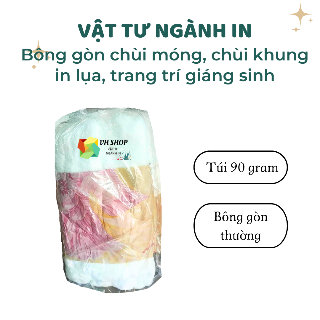 Bông gòn thấm hút nước, lau chùi khung in, trang trí tiệc, gói hoa, cây kiểng