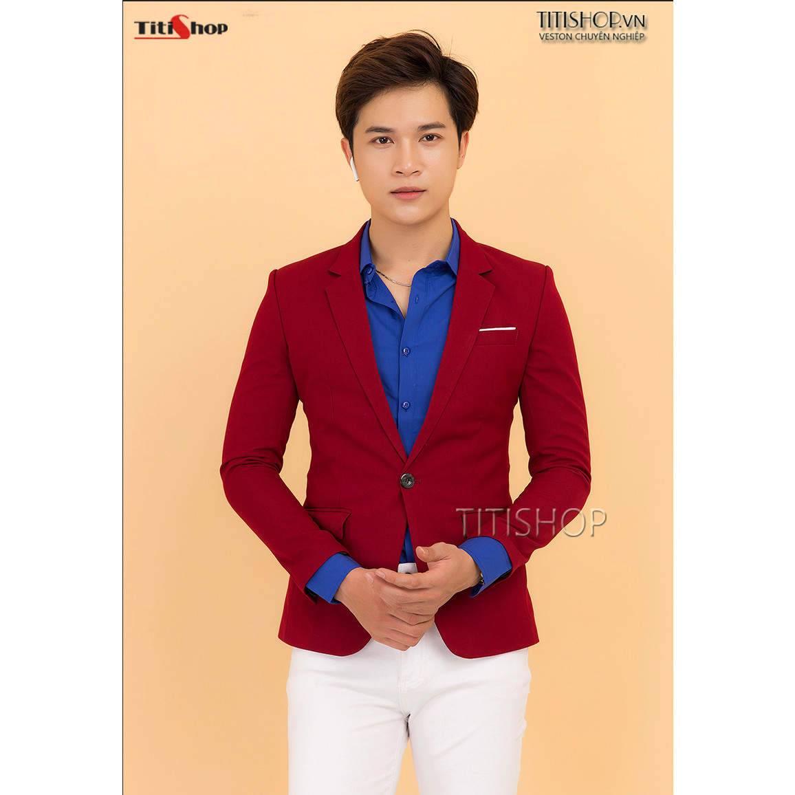  Áo Vest Nam Titishop EVN193 Đỏ Đô 