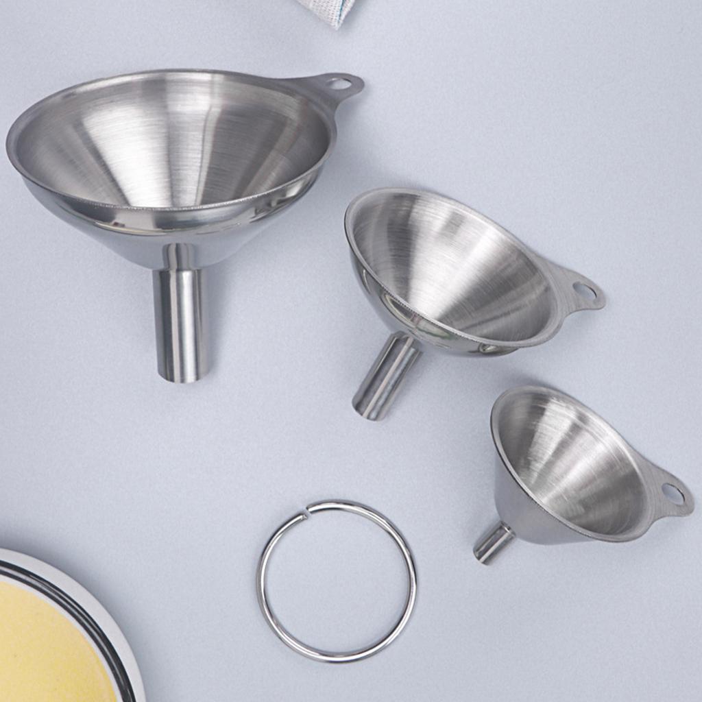 Set of 3 Stainless Steel Kitchen Funnels for Transferring