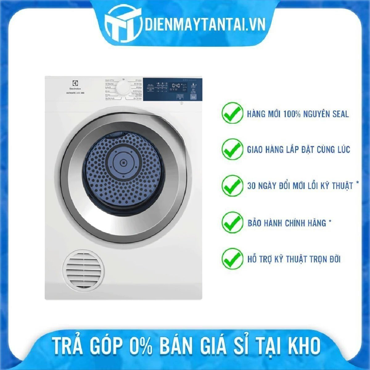 Máy sấy Electrolux 8.5 kg EDS854J3WB - Hàng chính hãng - Giao HCM và 1 số tỉnh thành