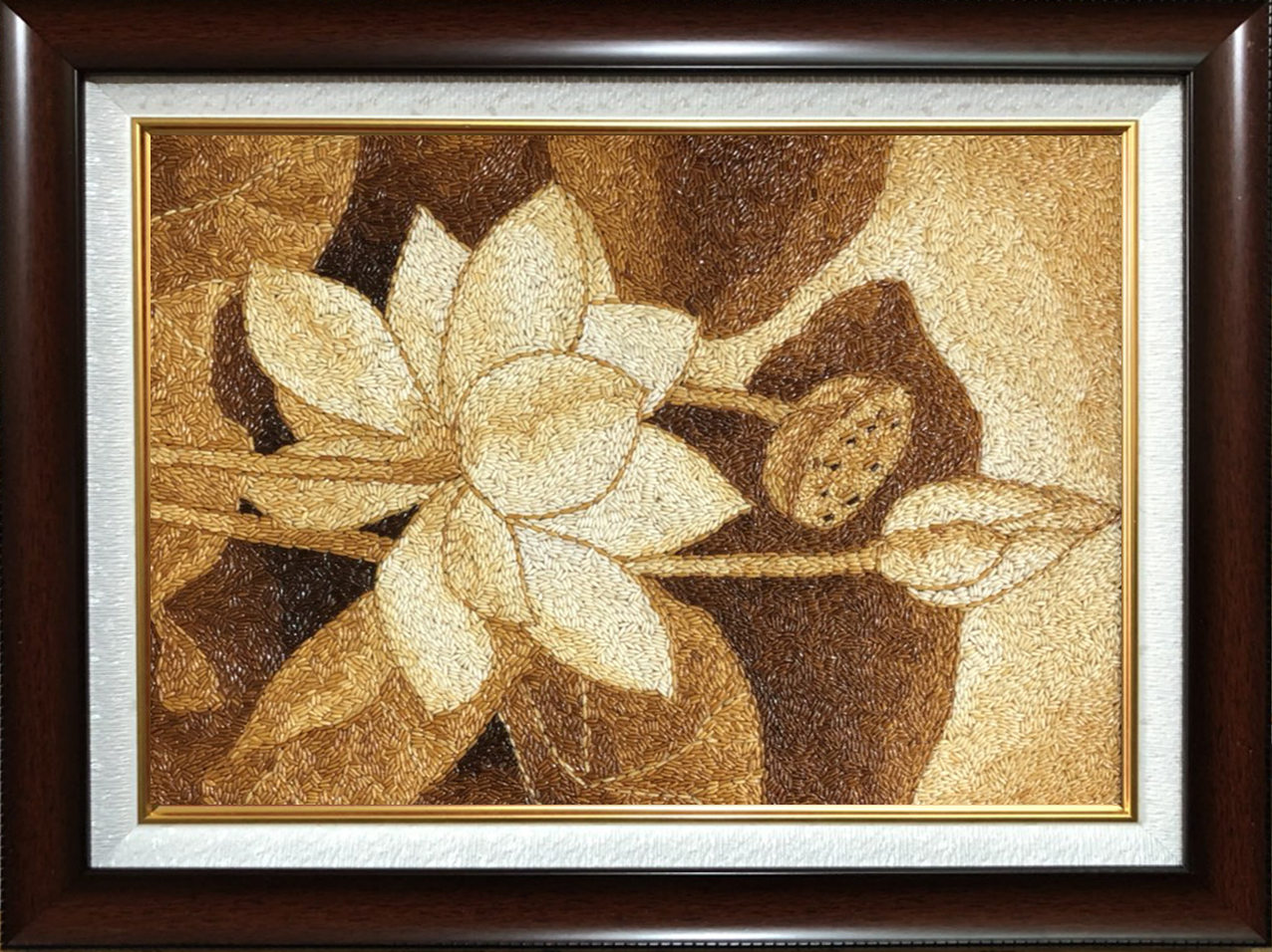 Tranh gạo hoa sen