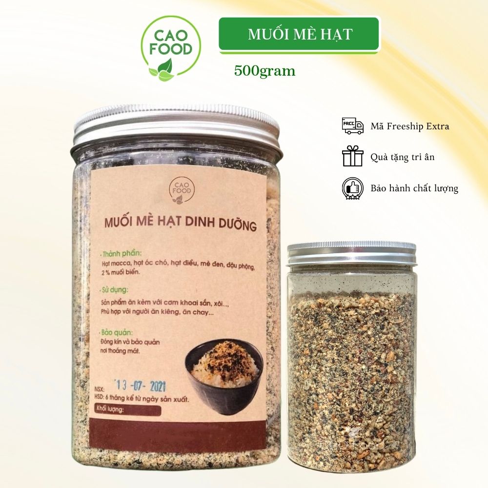 [500GR] Muối mè hạt dinh dưỡng CAO FOOD nhà làm từ hạt dinh dưỡng, vừng, lạc, 5% muối biển