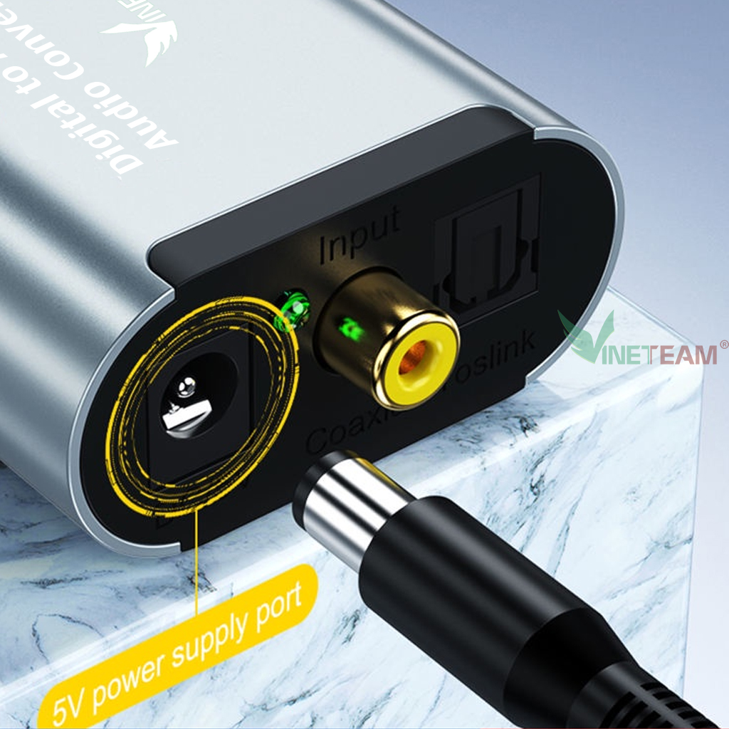 Vinetteam Bộ Chuyển Đổi Âm Thanh Quang Học Optical Ra AV RCA Có Jack 3.5mm Chuyển Tín Hiệu Digital Sang Analog - Hàng Chính Hãng