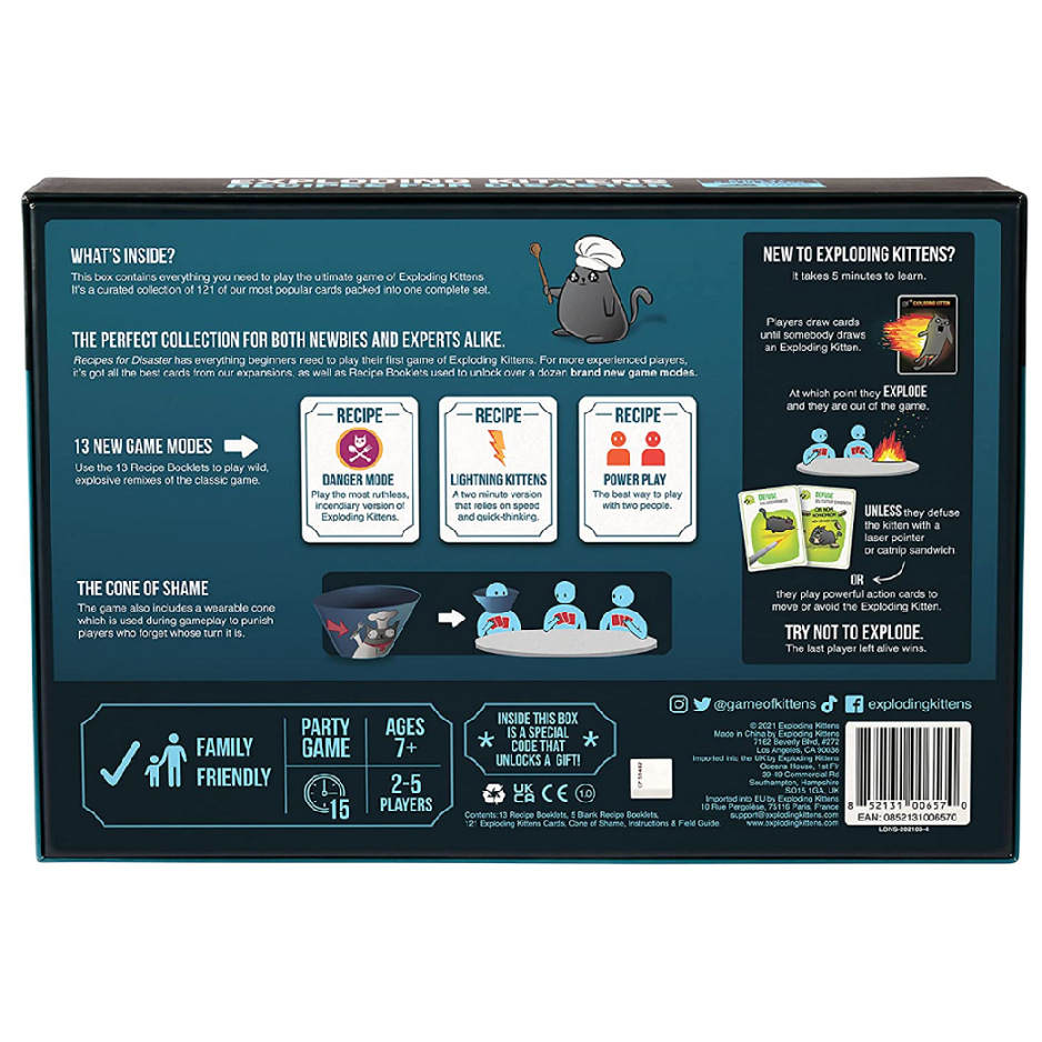 Trò chơi Board game EXPLODING KITTENS: RECIPES FOR DISASTER BOARD GAME MÈO NỔ BẢN ĐẶC BIỆT 121 LÁ (TIẾNG ANH US)