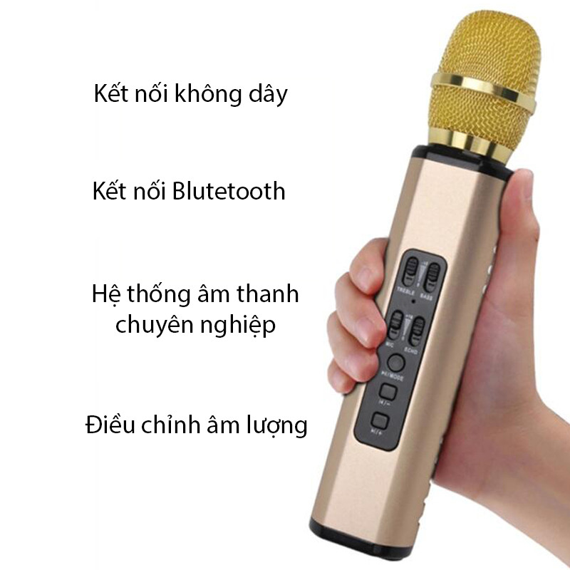 Micro Karaoke Bluetooth Đa Năng Mic Bắt Giọng Âm Thanh Sắc Nét Chân Thật - Hàng Chính Hãng PKCB