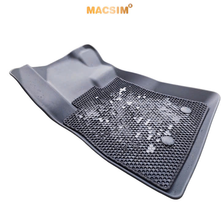 Thảm ô tô sd3 2 lớp dạng lưới lục giác Vinfast VF9 - 6 chỗ (màu đen) - bề mặt cao su siêu sạch - Macsim