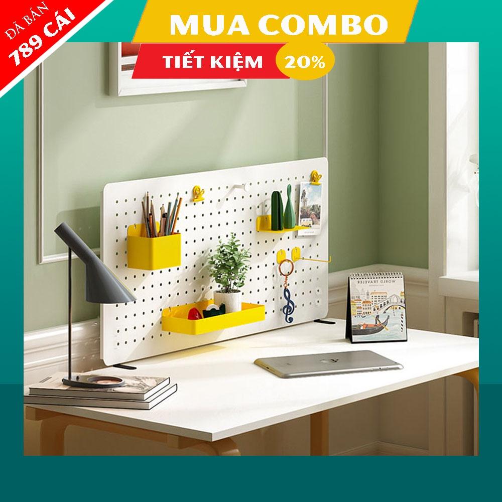 BẢNG PEGBOARD SƠN TĨNH ĐIỆN CAO CẤP KẸP BÀN - DỌN DẸP GÓC LÀM VIỆC VÀ DECOR KHÔNG GIAN SỐNG - Combo KL5